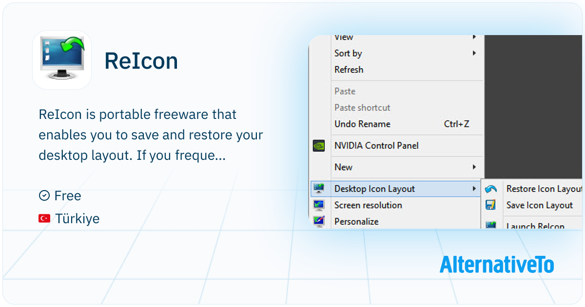 ReIcon: Is portable freeware that enables you to save and restore your ...