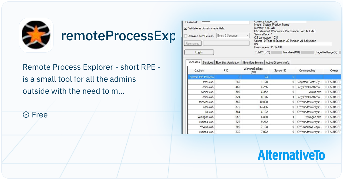 remoteProcessExplorer: Remote Process Explorer - short RPE - is a small ...
