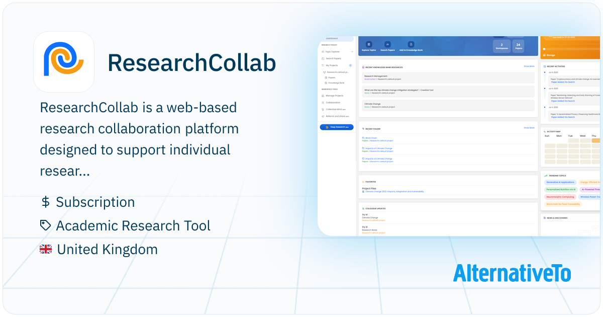 Collab Software ResearchCollab: Web-based research collaboration platform designed to ...