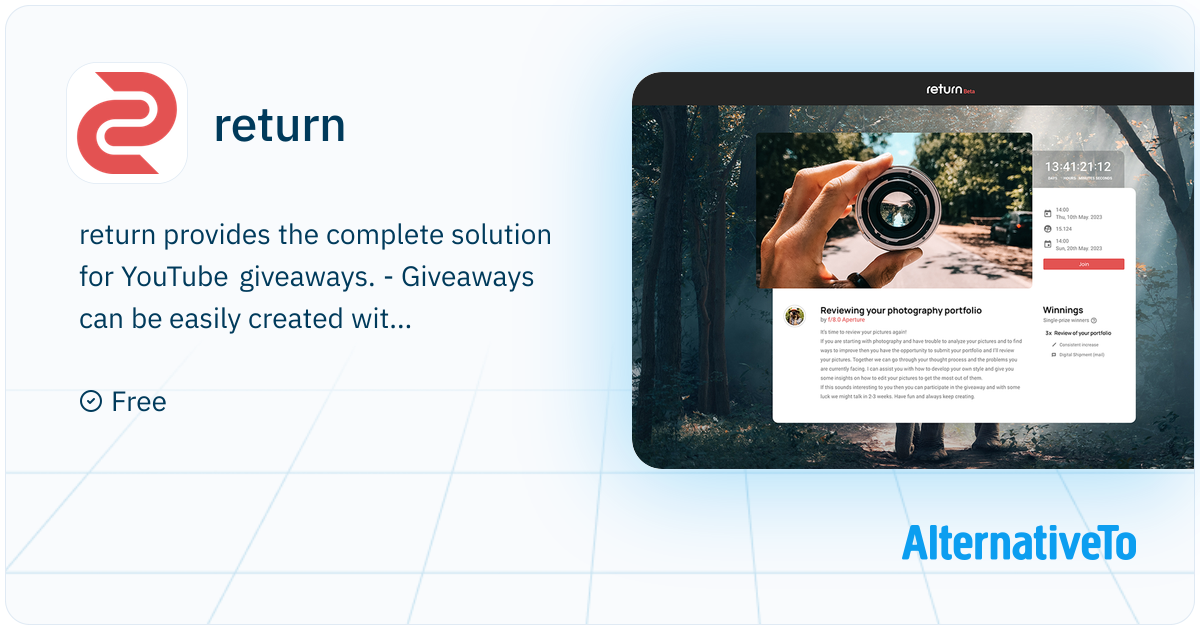 Return Stack Youtube return: Create and join YouTube giveaways. | AlternativeTo