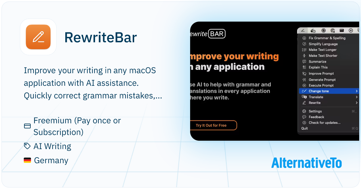 RewriteBar: Improve your writing in any macOS application with AI ...