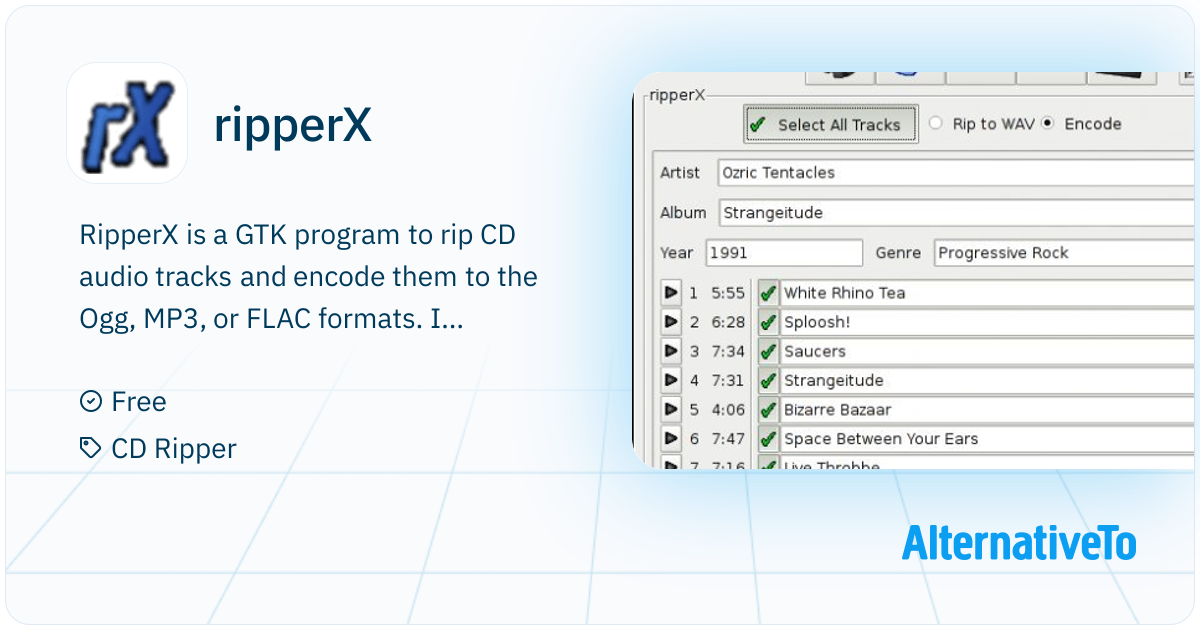 Ripper Checker ripperX: RipperX is a GTK program to rip CD audio tracks | AlternativeTo