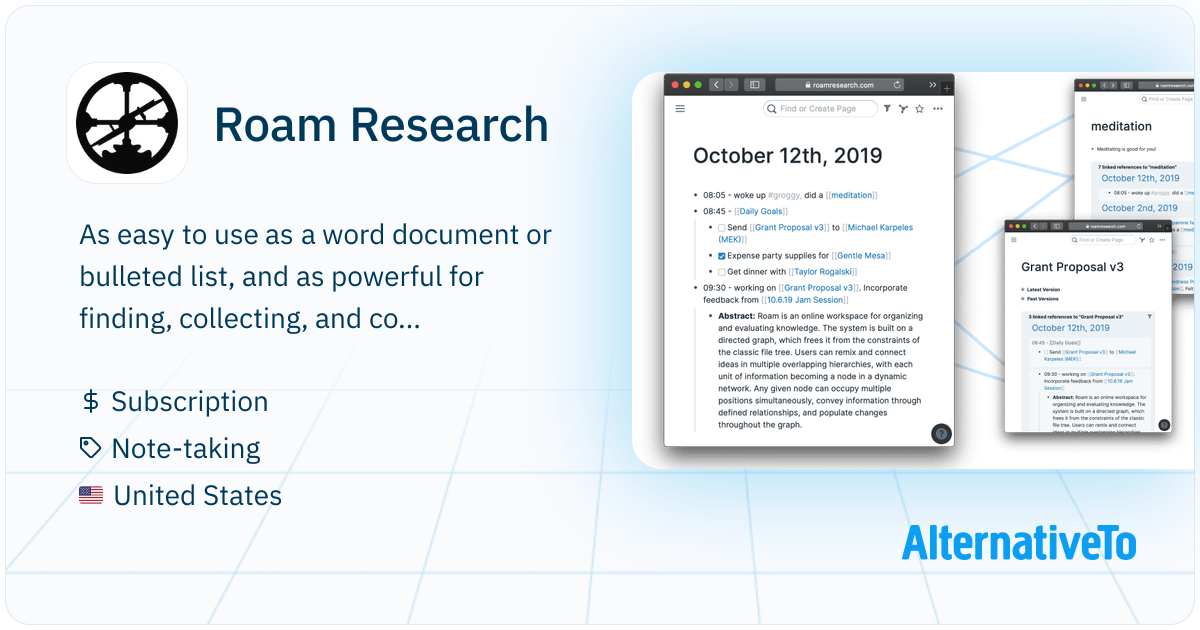 Roam Research: A note-taking tool for networked thought | AlternativeTo