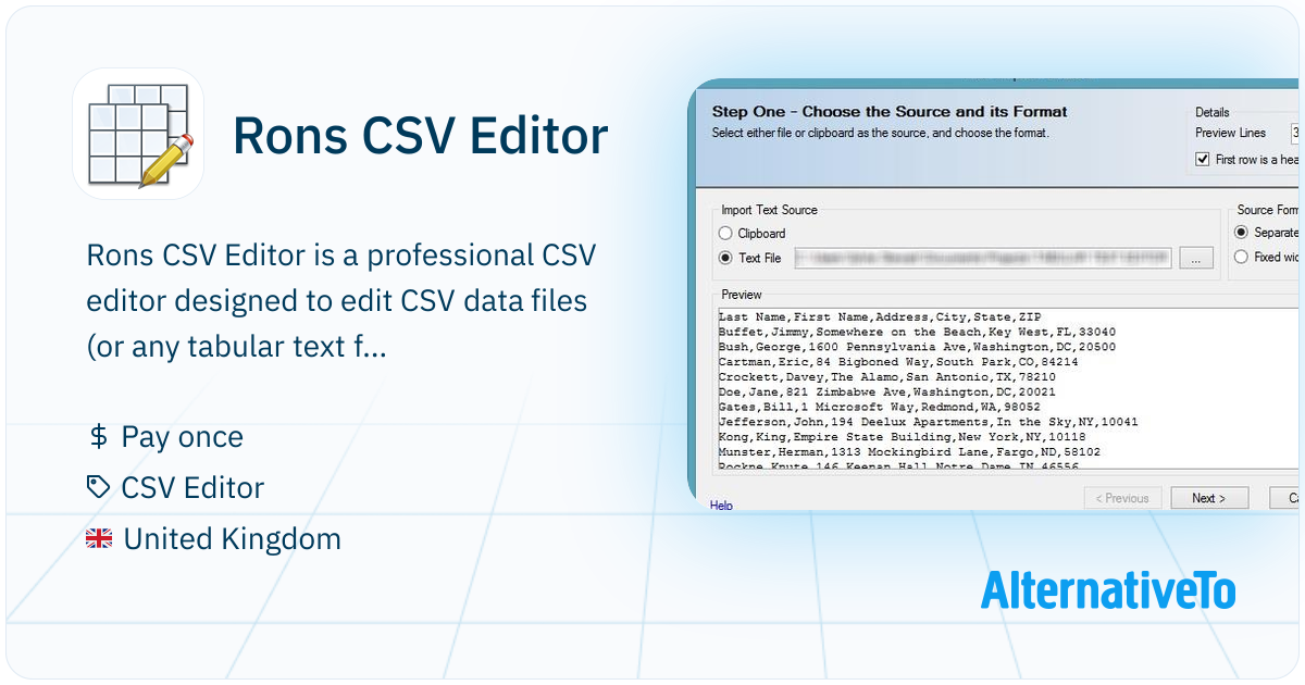 Rons CSV Editor: Professional CSV File Editor to edit, view and read ...