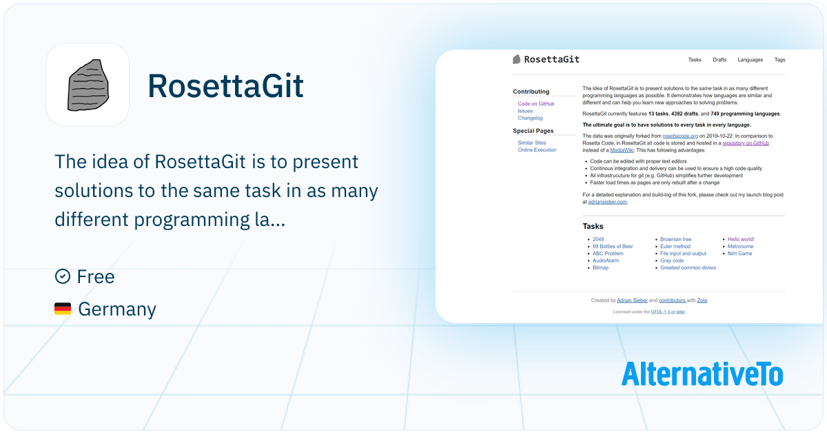 RosettaGit: GitHub-hosted compilation of code for the same solutions ...