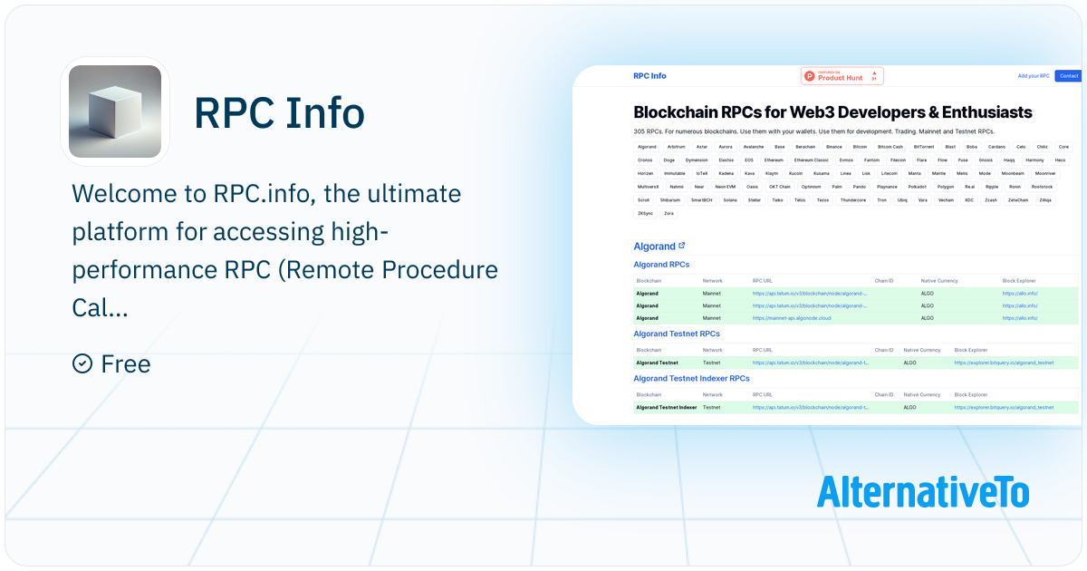 Akl Rpc RPC Info: Free blockchain RPCs for people in Web3 | AlternativeTo