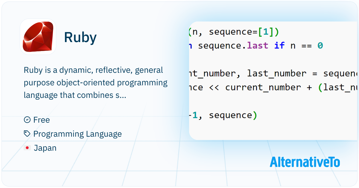 Ruby: Dynamic, reflective, general purpose | AlternativeTo