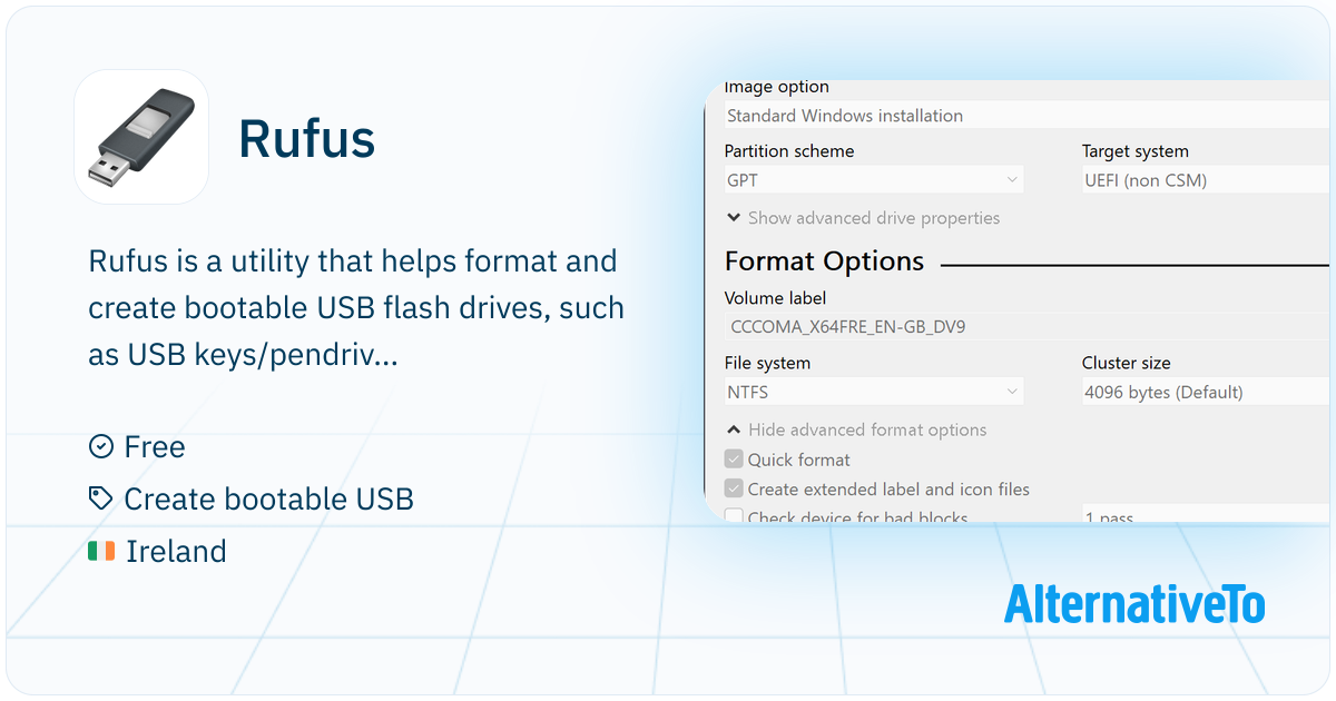 Fat Rufus Rufus: Format USBs and create bootable drives | AlternativeTo