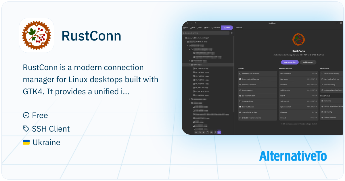 RustConn: Modern connection manager for Linux with GTK4/Wayland-native ...