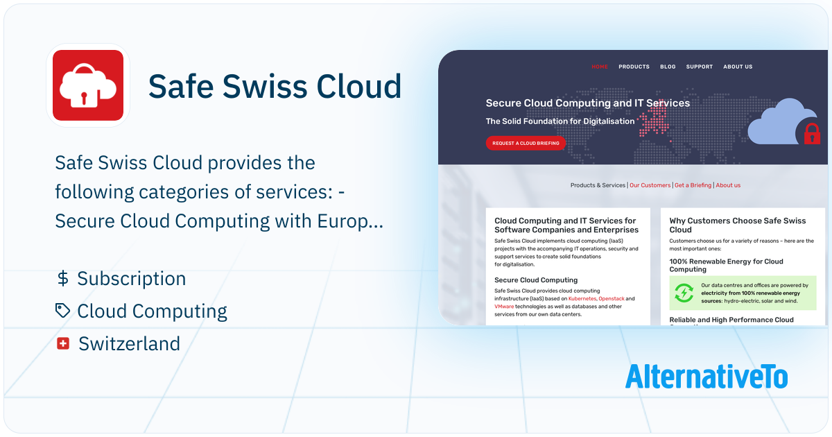 Safe Swiss Cloud: Provides secure cloud computing infrastructure (IaaS ...