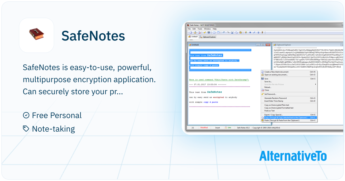 SafeNotes: Is easy-to-use, powerful, multipurpose encryption ...