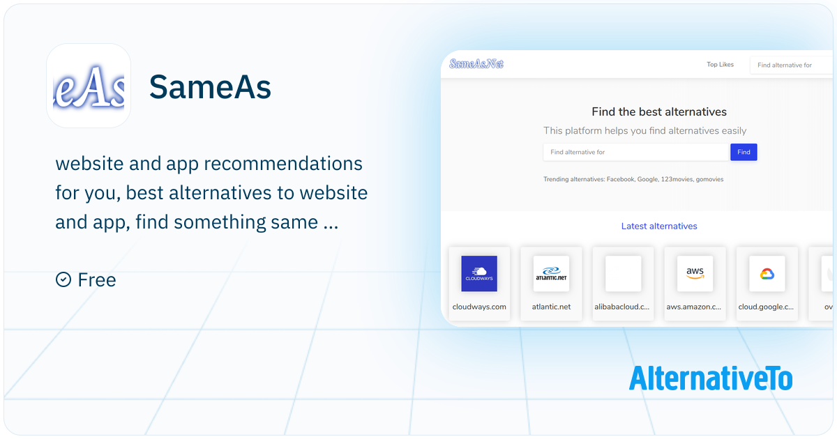 Sameas Array Website Example SameAs: Find the best website the same as your searching | AlternativeTo