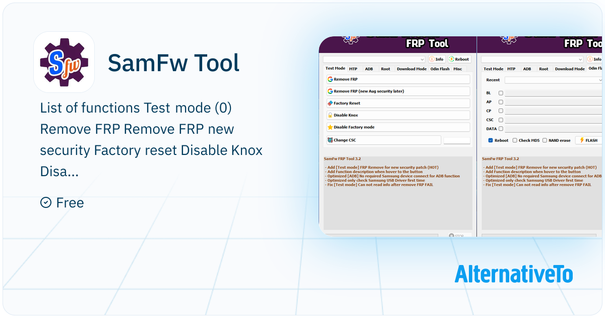 SamFw Tool: Main function: Remove FRP with one click - Change CSC with ...