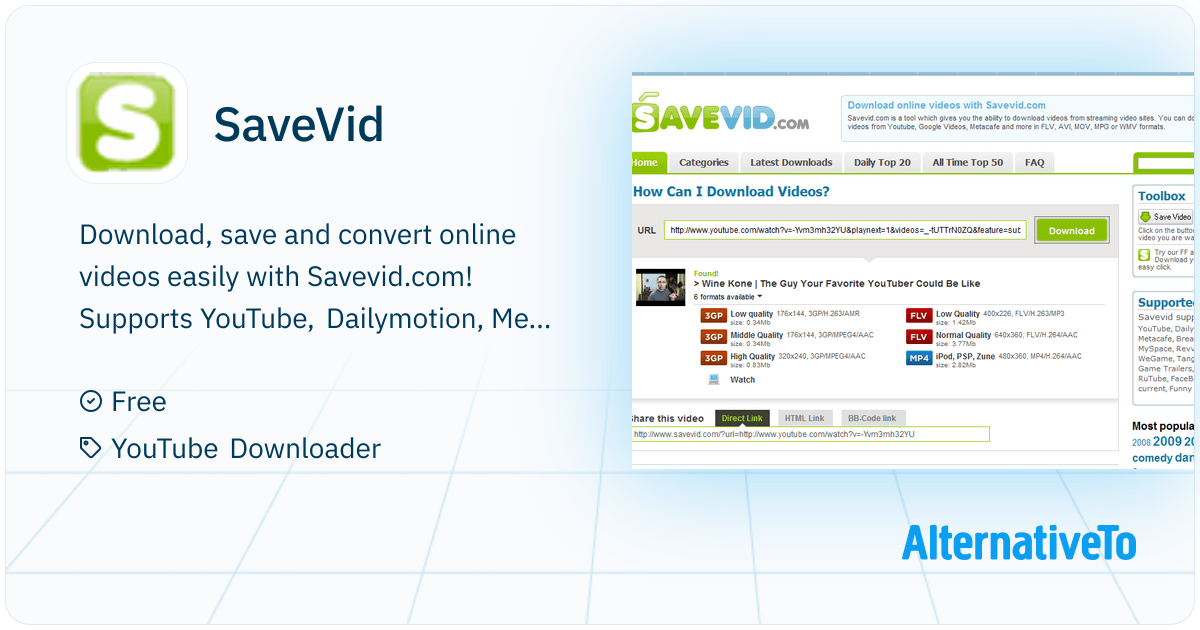 SaveVid: Download, save and convert online videos easily | AlternativeTo