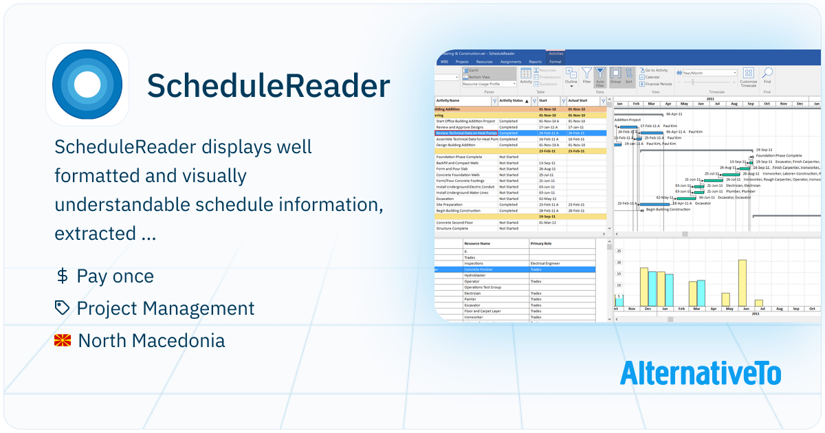 ScheduleReader: Viewer for .xer and .xml project schedules | AlternativeTo
