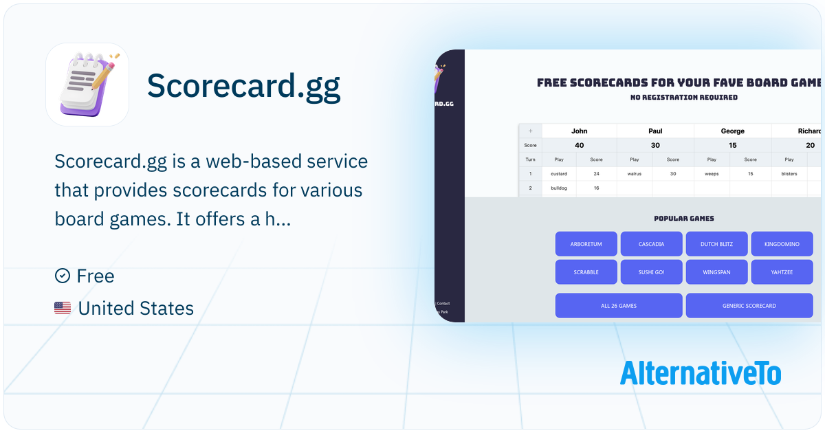 Scorecard.gg: Free scorecards for your fave board games | AlternativeTo