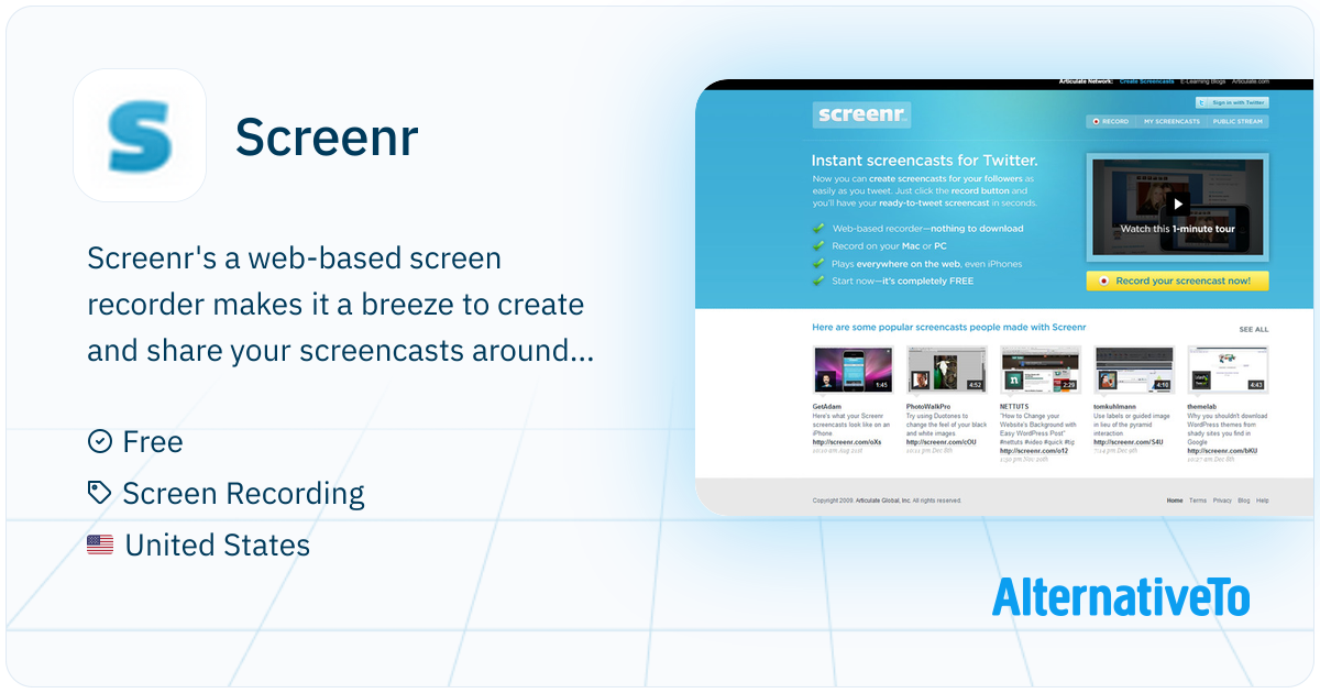 Screenr: 's a web-based screen recorder makes | AlternativeTo