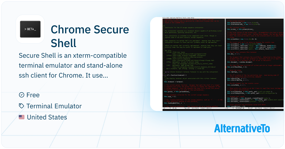 Chrome Secure Shell: Secure Shell is an xterm-compatible terminal ...