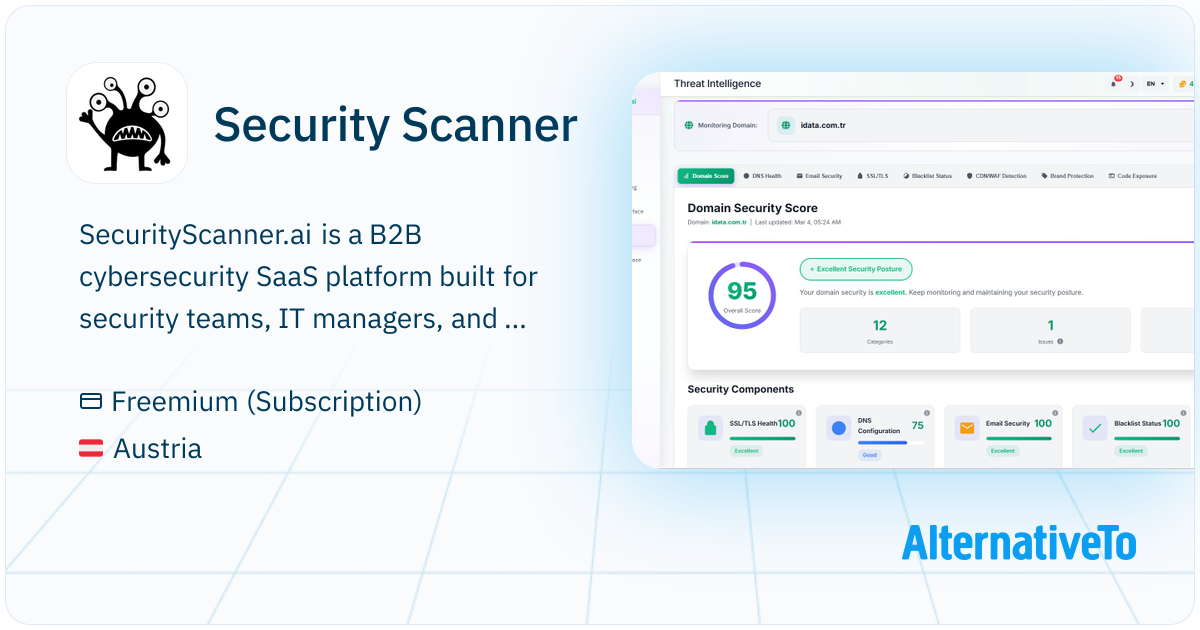 Security Scanner: Combines attack surface scanning, dark web monitoring ...