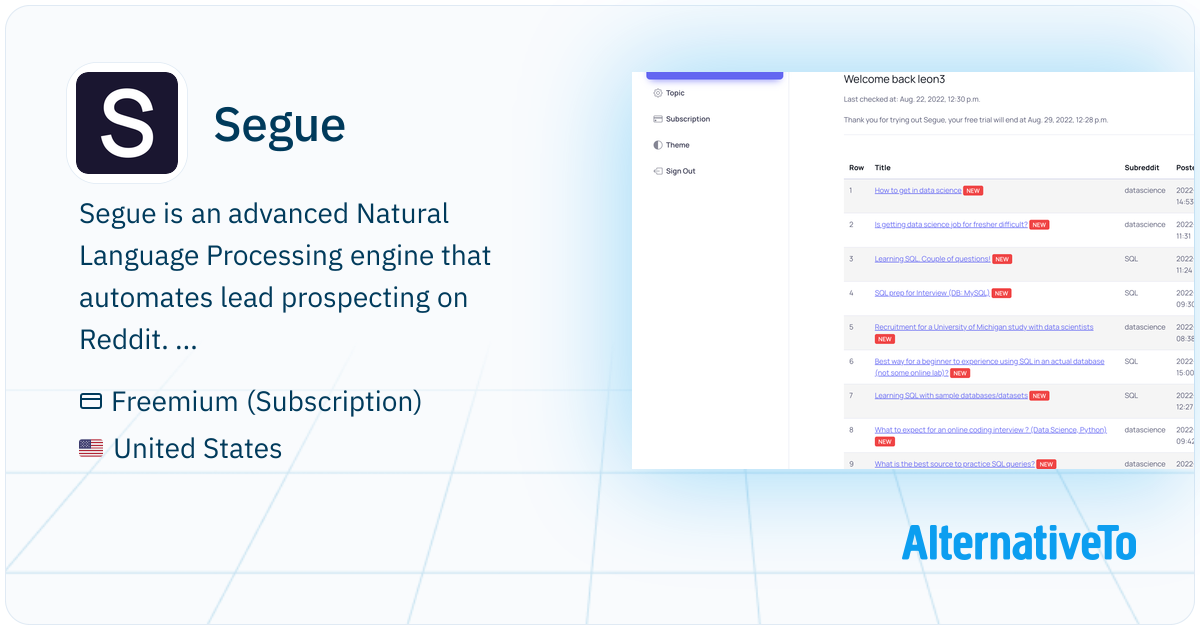 Segue: Advanced Natural Language Processing | AlternativeTo