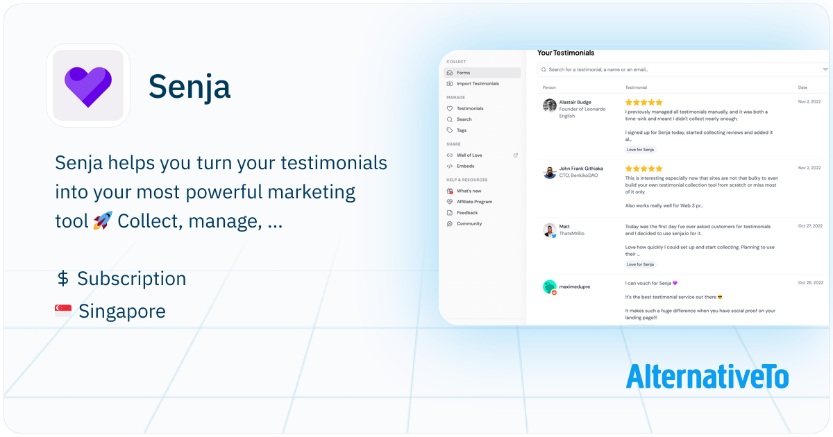 Senja: Collect, manage and share testimonials, all in one place ...