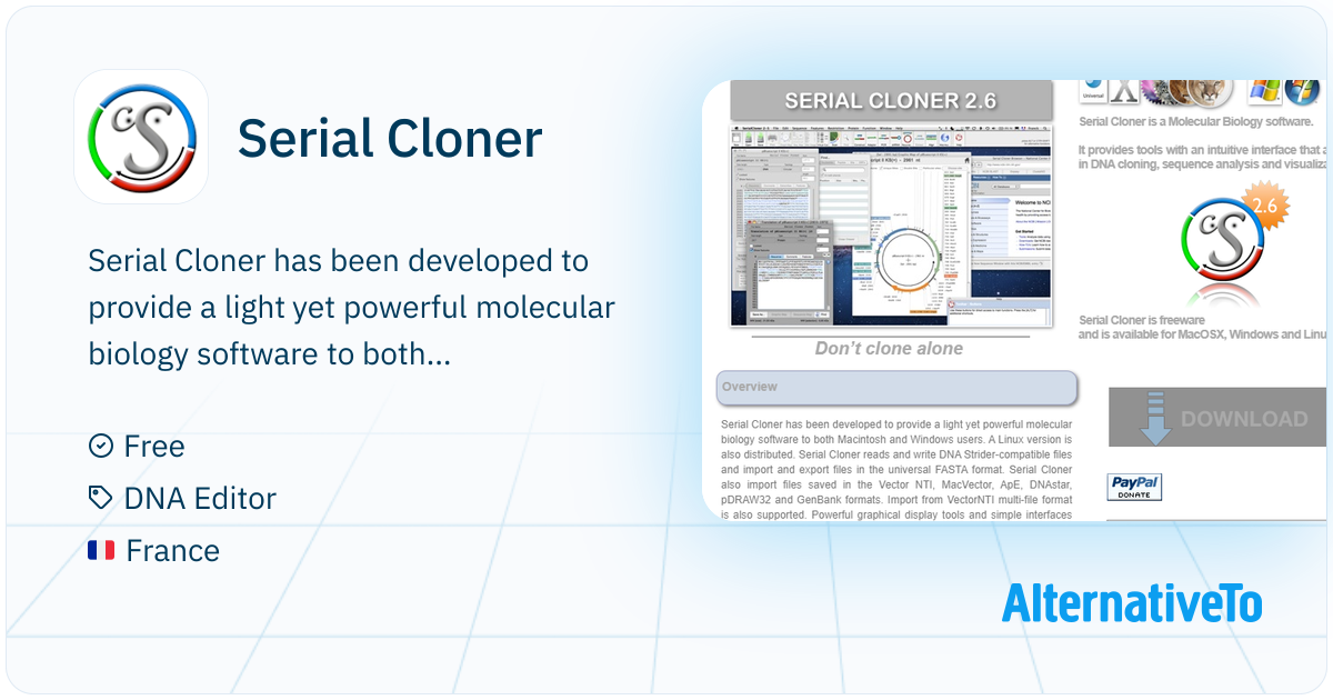 Serial Cloner Serial Cloner: Molecular Biology software | AlternativeTo