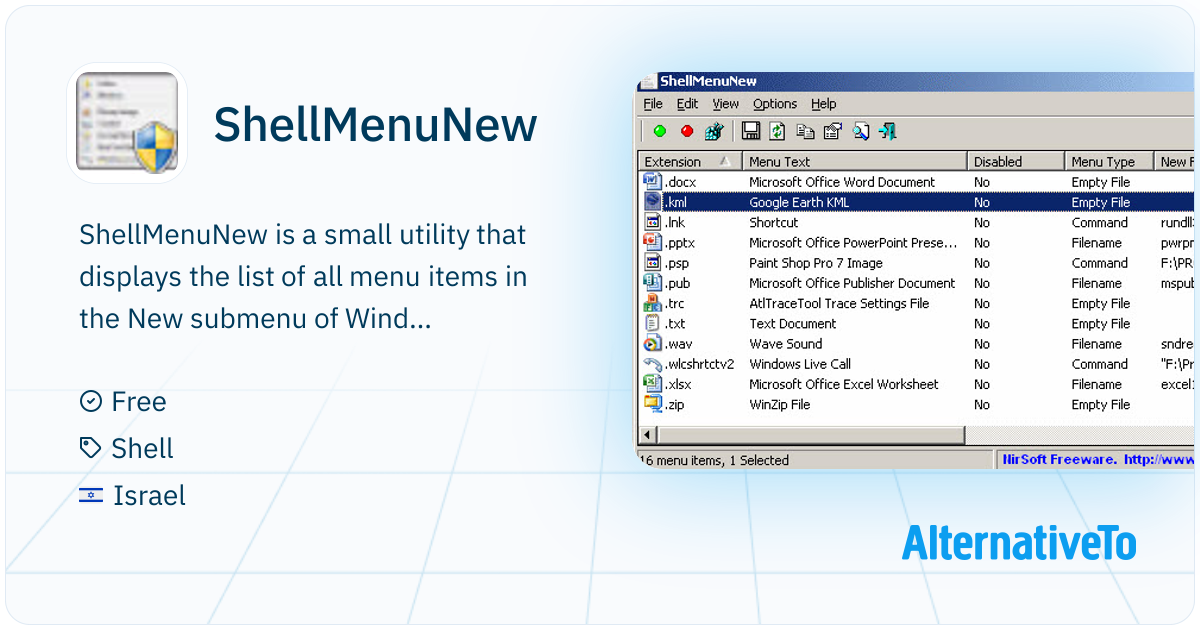 ShellMenuNew: Small utility that displays the list of all menu items in ...