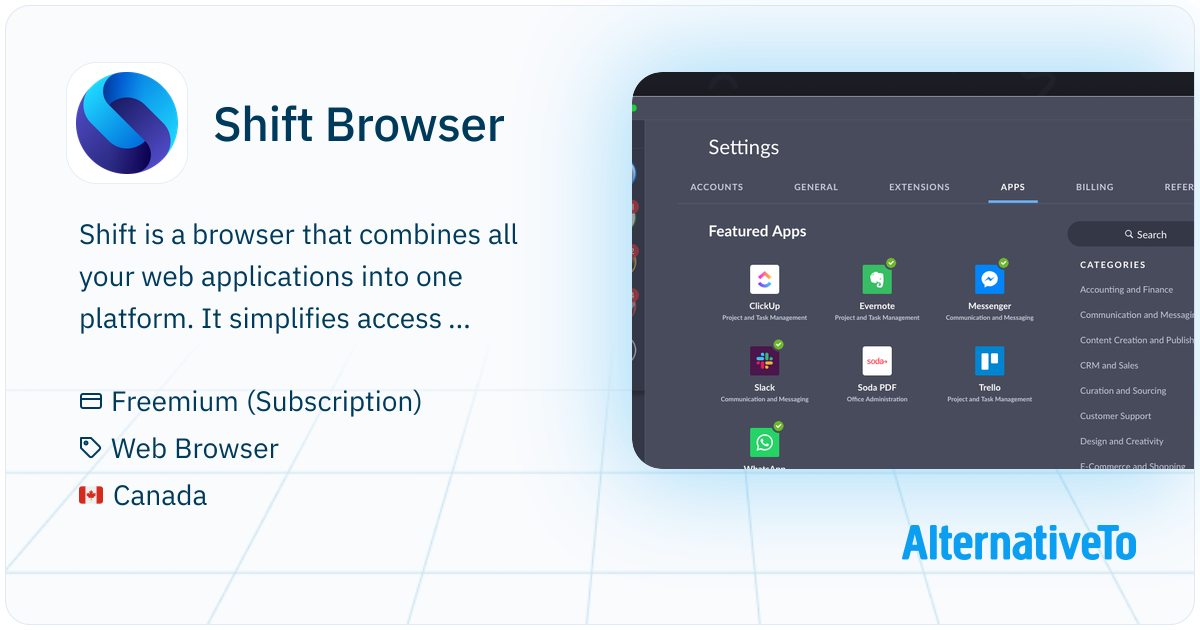 Shift Browser Install Shift Browser: Combines web apps for easy email and extension access ...