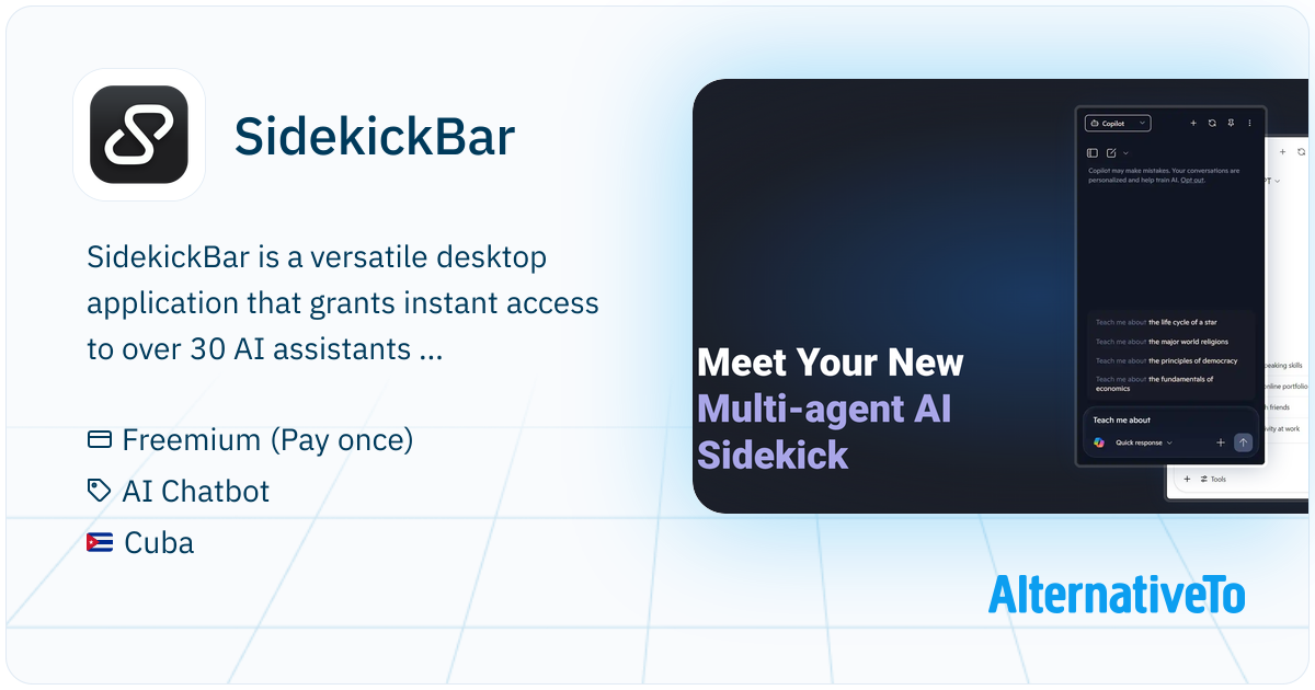 Sidekick Help Line SidekickBar: Boost productivity with 30+ AI assistants like ChatGPT ...