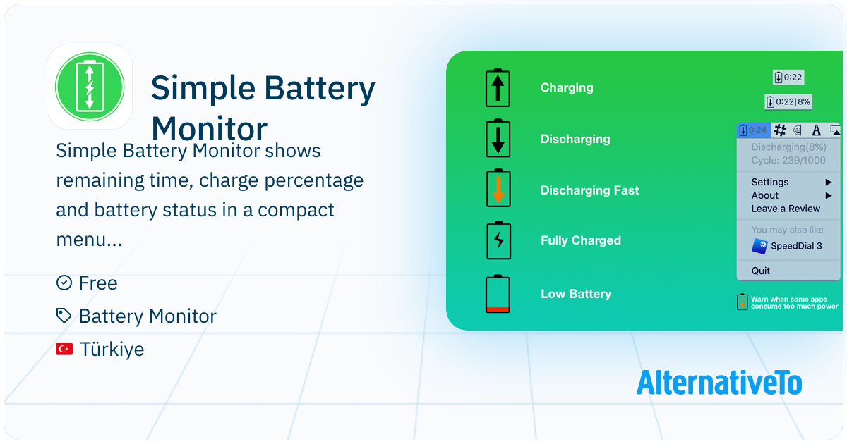 Battery Viewer Simple Battery Monitor: Shows remaining time, charge percentage and ...