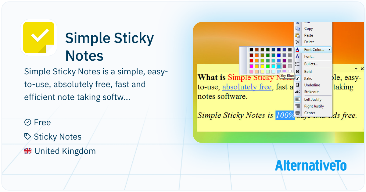 Simple Sticky Notes Features Simple Sticky Notes: Simple, easy-to-use | AlternativeTo