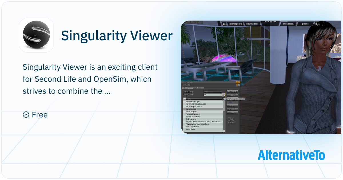 Singularity Viewer: Exciting client for | AlternativeTo