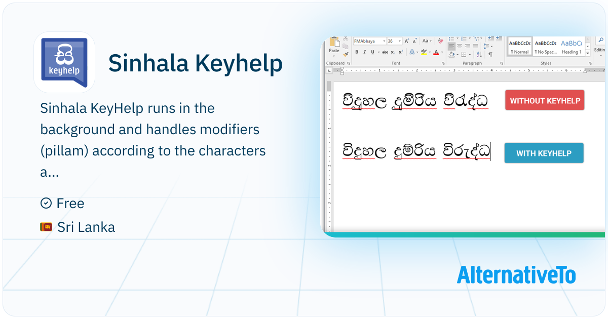 Sinhala Keyhelp: Sinhala KeyHelp runs in the background and handles ...
