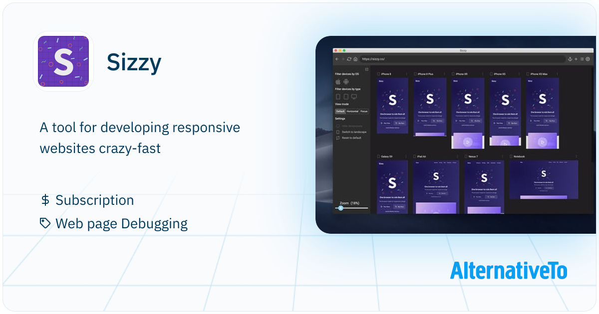 Sizzy: A tool for developing responsive websites crazy-fast | AlternativeTo