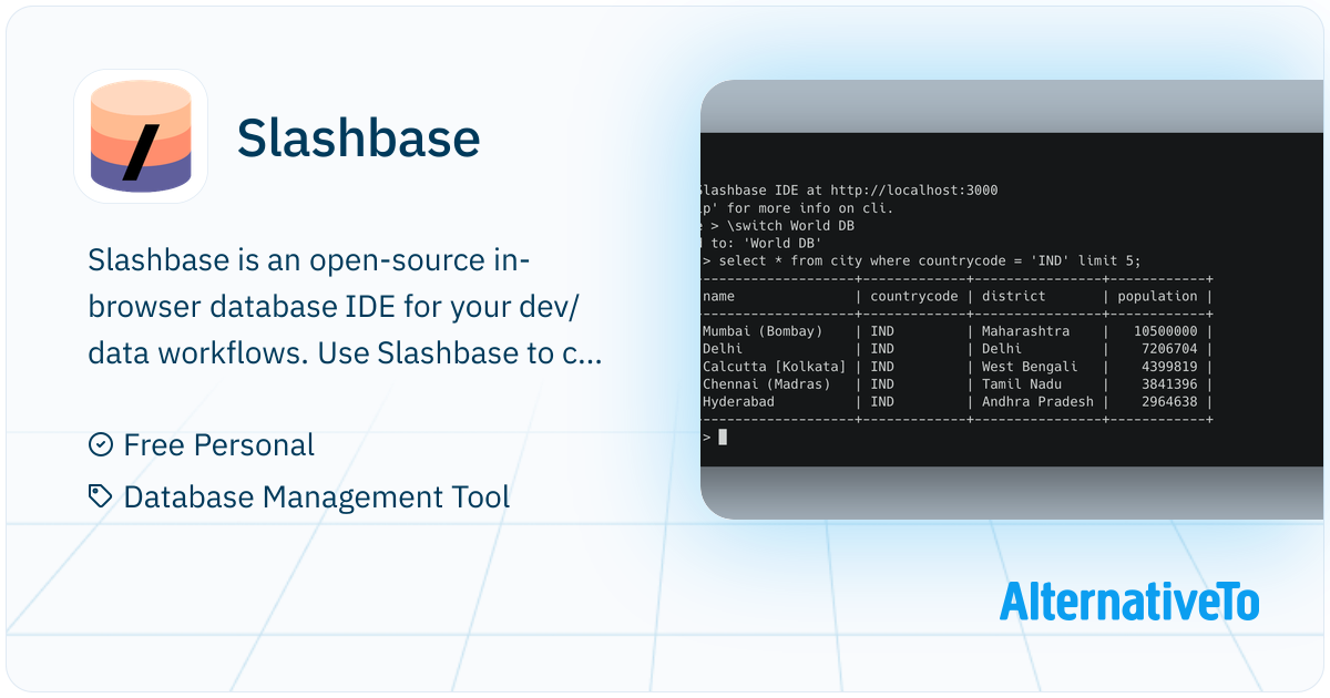 Slashbase: The in-browser database IDE & CLI for your dev/data ...