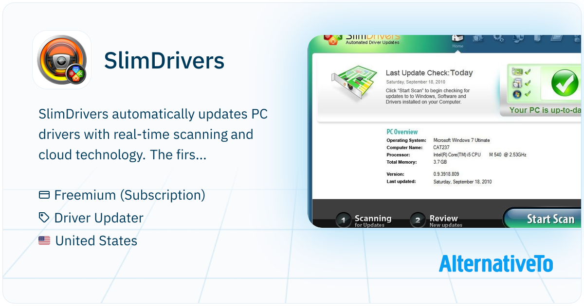 SlimDrivers: Automatically updates PC drivers with real-time scanning ...
