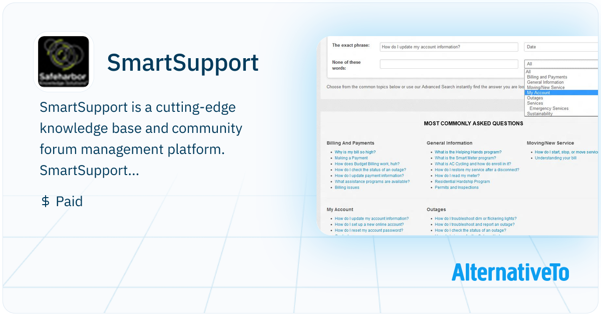 SmartSupport: Cutting-edge knowledge base and | AlternativeTo