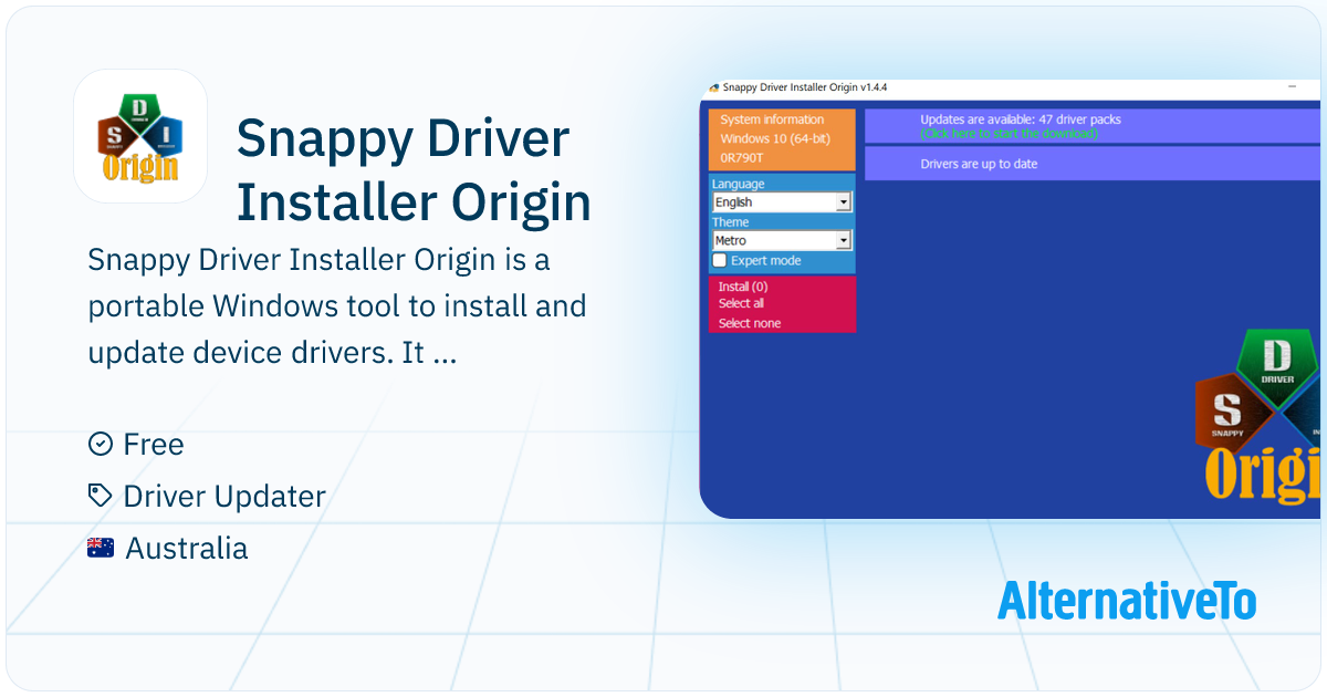 Snappy Driver Installer Origin: Install and update drivers on Windows ...