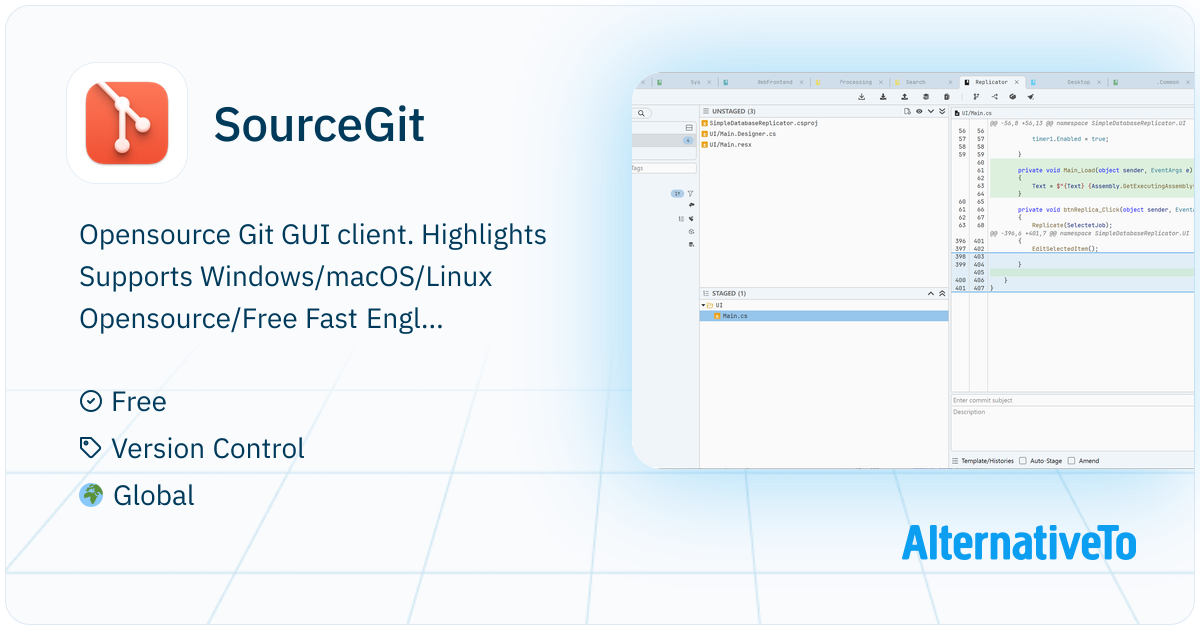 SourceGit: Windows/macOS/Linux GUI client for GIT users | AlternativeTo
