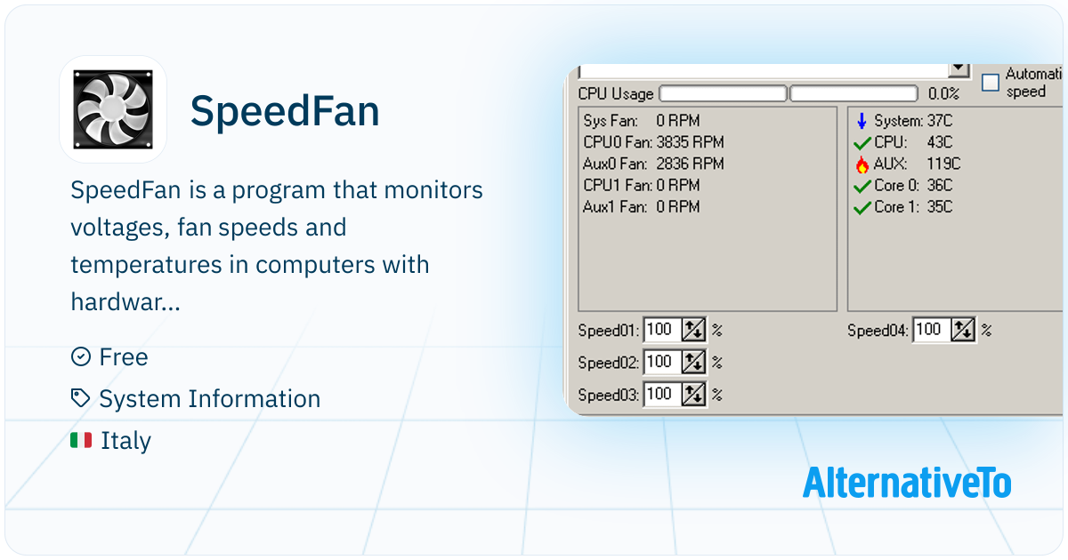 SpeedFan: Program that monitors voltages, fan speeds and temperatures ...