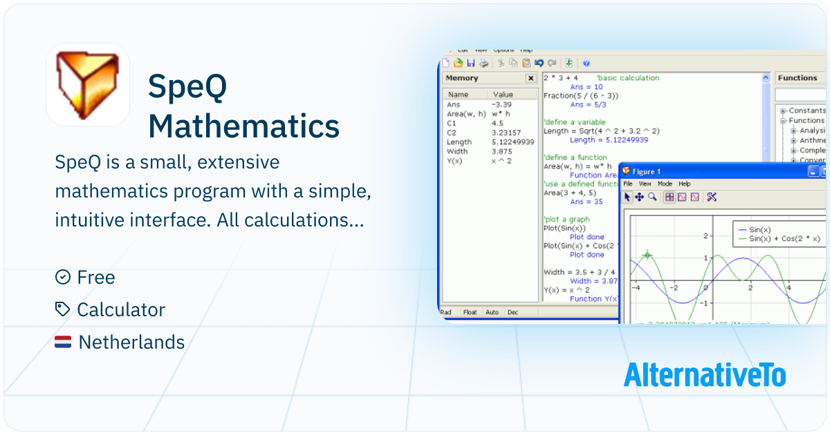 Spek Math SpeQ Mathematics: SpeQ is a small, extensive mathematics program ...