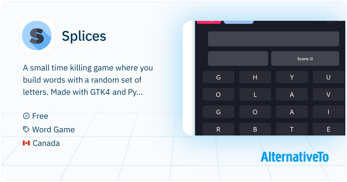 Splices: A simple word building game made with GTK4 and Python ...