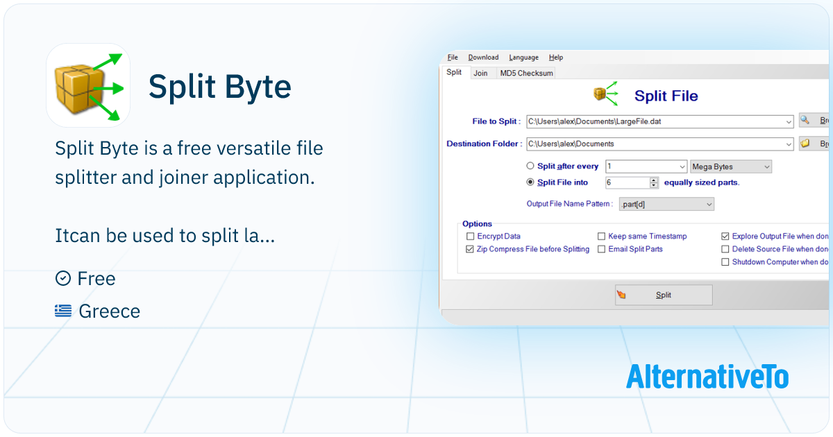 Split Byte: Free versatile file splitter and joiner application ...