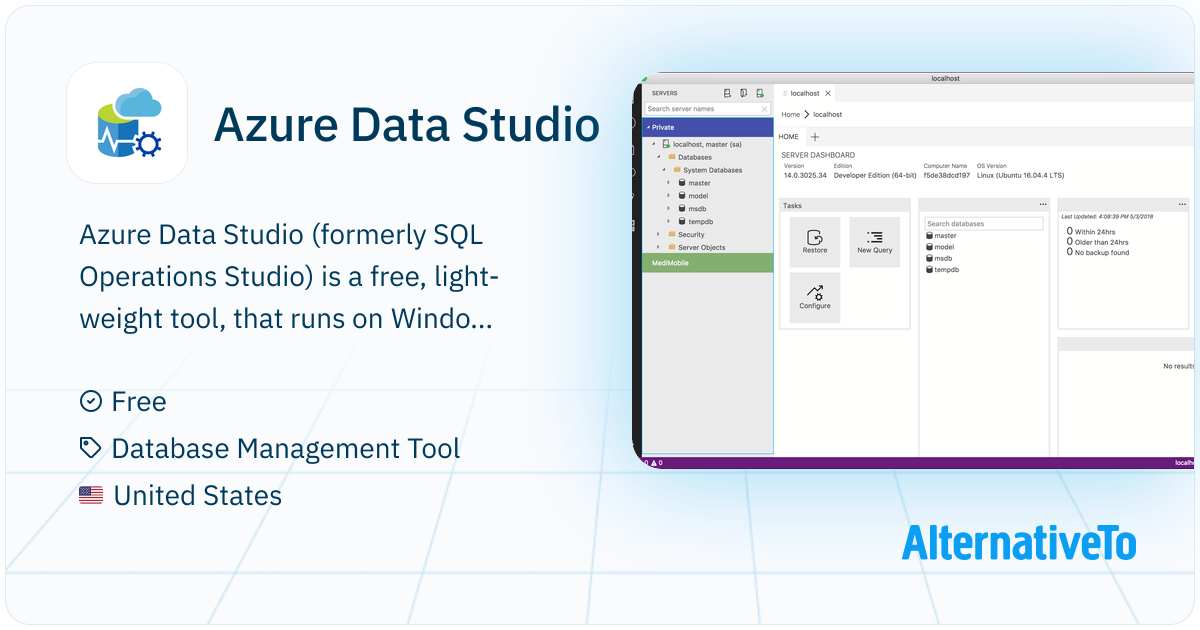 Azure Data Studio A new database management tool from Microsoft, a