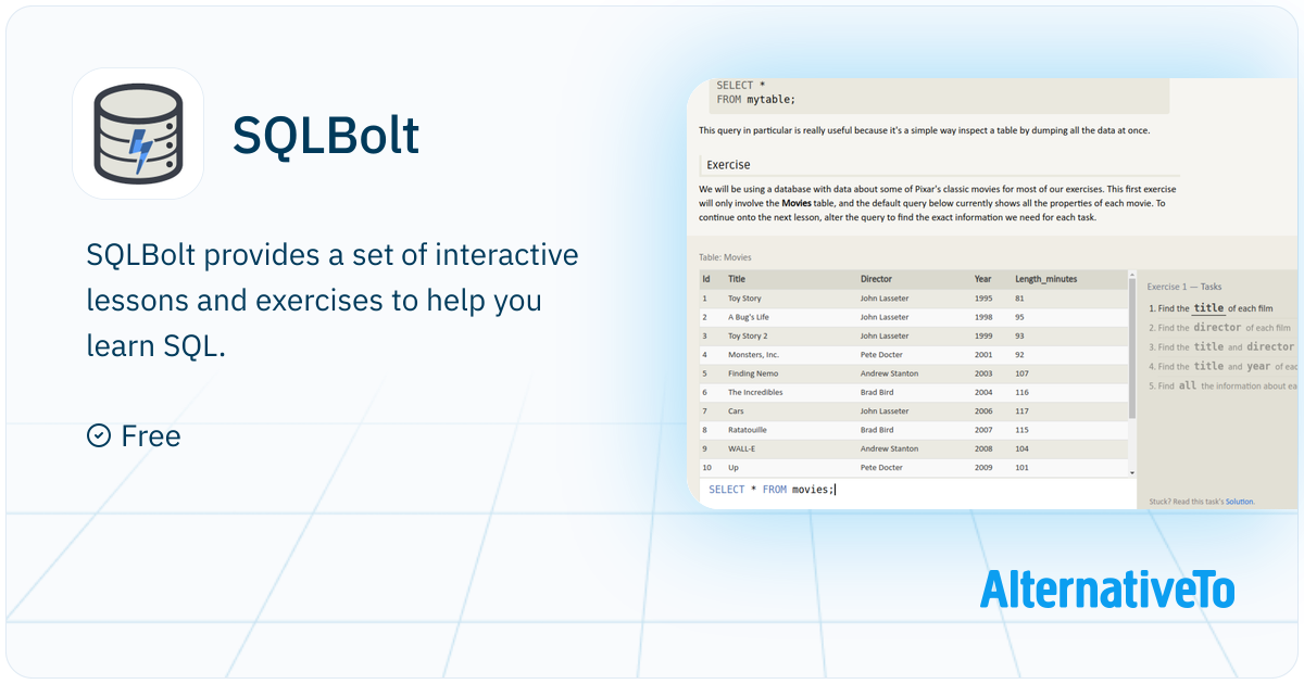 SQLBolt: Learn SQL online through a series of interactive tutorials ...
