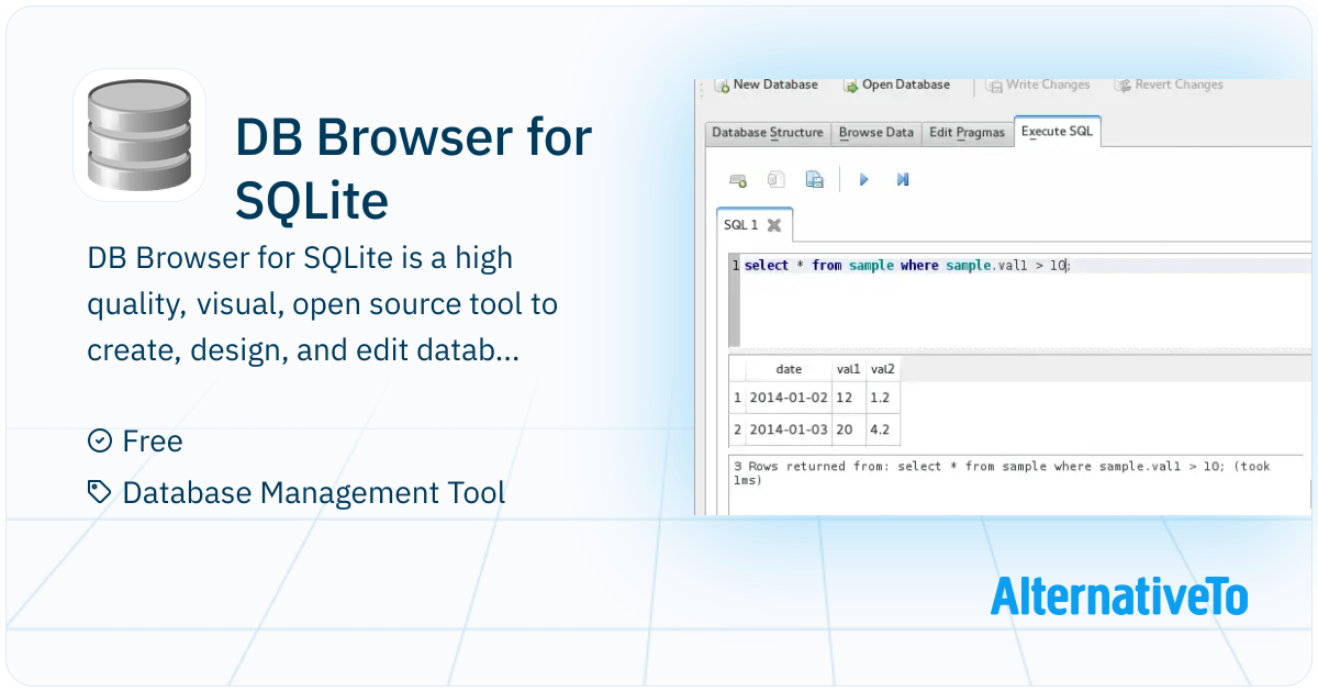 DB Browser for SQLite: (DB4S) is a high quality, visual, open source ...