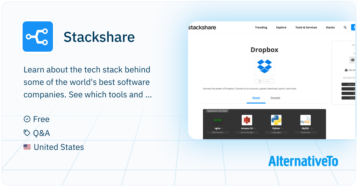 Stackshare: Learn about the tech stack behind some of the | AlternativeTo