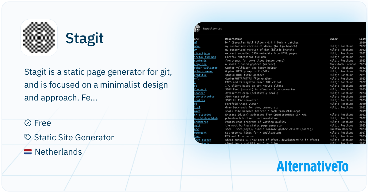 Stagit: Static page generator for git, and is | AlternativeTo