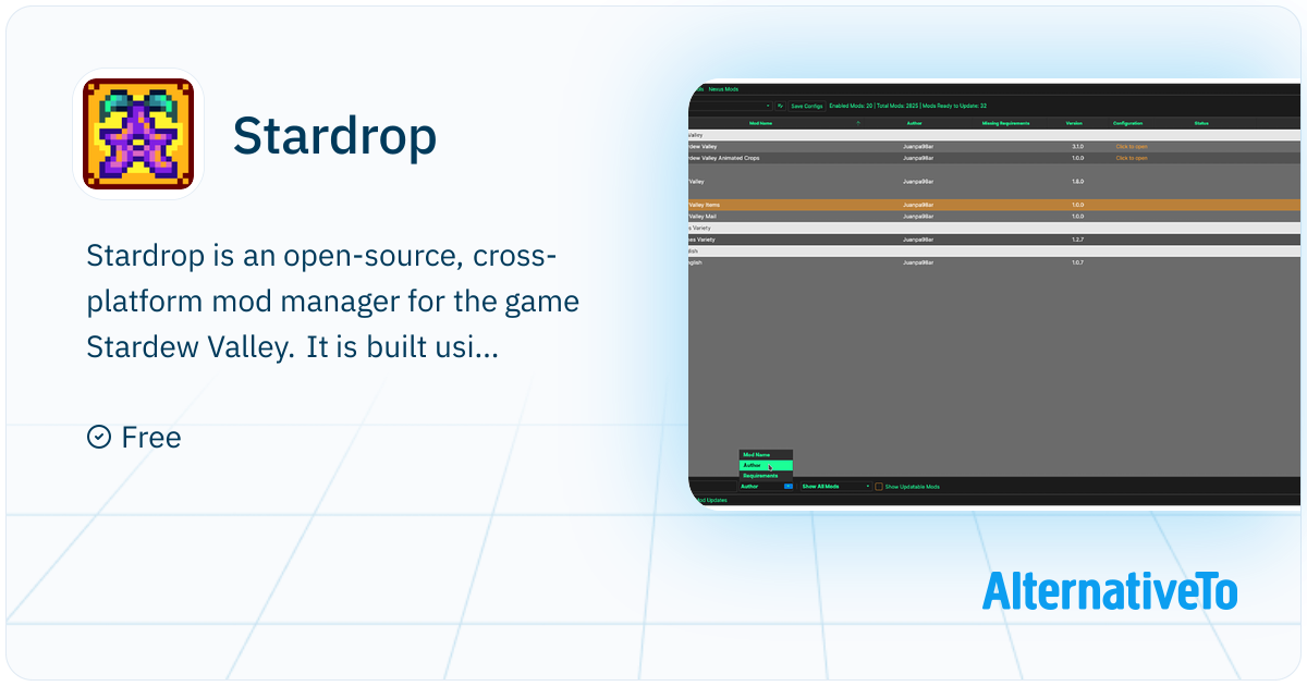 Star Drop Mod Stardrop: Open-source, cross-platform mod manager for the game Stardew ...