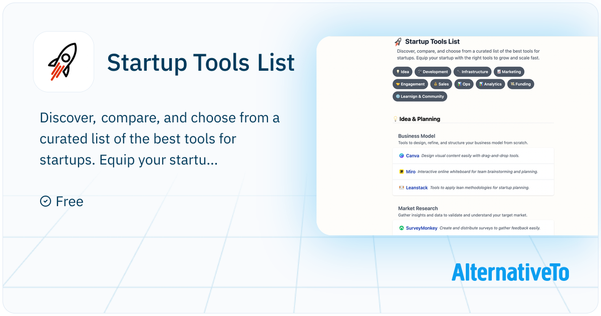 Startup Tools List: Discover, compare, and choose from a curated list ...